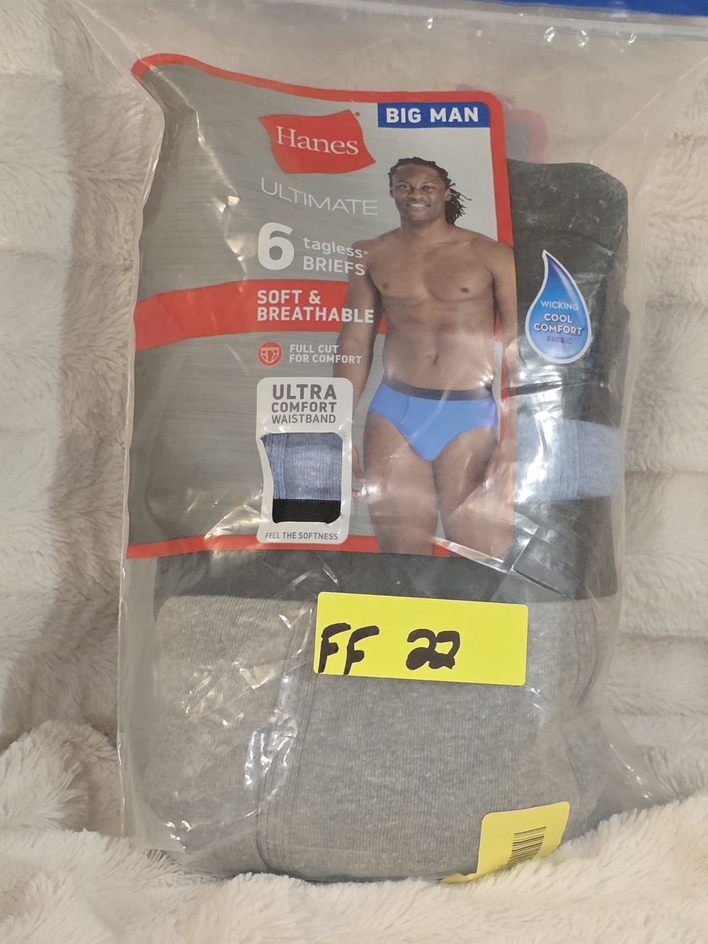 NWT Hanes Ultimate Men’s Big Man 6-Pack Tagless Briefs - Gray